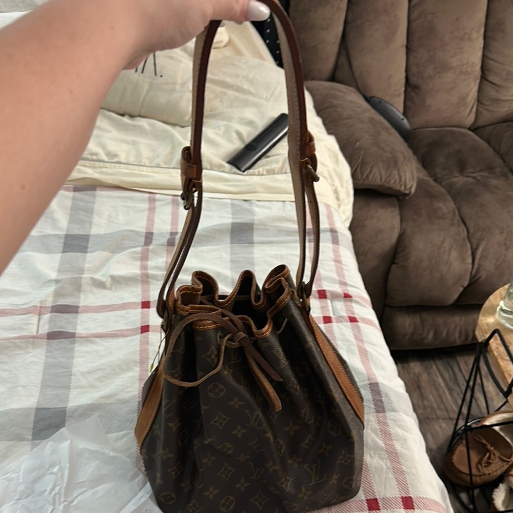 Louis Vuitton Brown Hobo Bag with Drawstring Closure